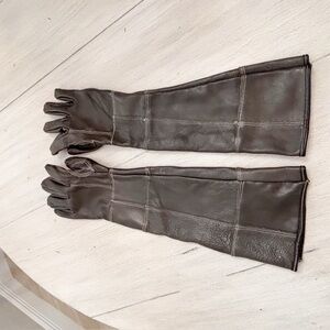 HAND CRAFTED Men’s Brown Leather Gloves Long Arm Medieval Renaissance Gauntlet